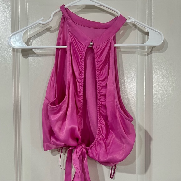 Zara Pink Satin Cropped Top - Picture 4 of 5
